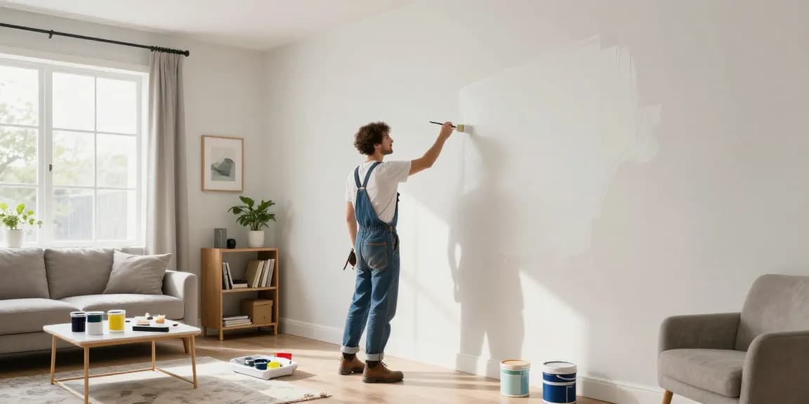 Exceptional work by painter in Lincoln applying fresh paint in a beautifully decorated living room.
