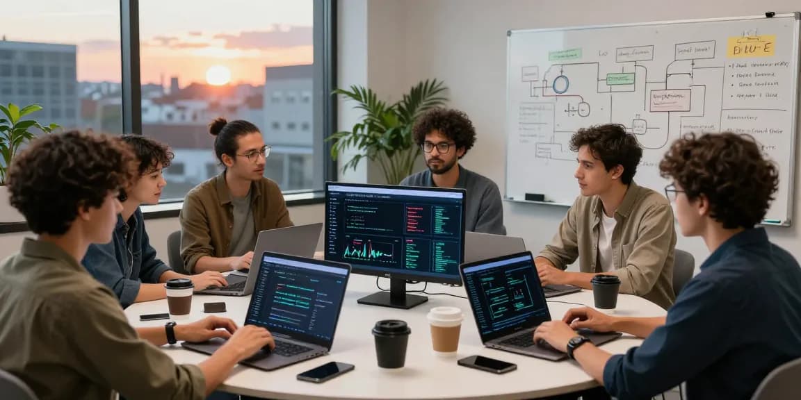Kinetiq Hyperliquid team collaborating in a modern workspace, showcasing blockchain technology and liquid staking innovations.