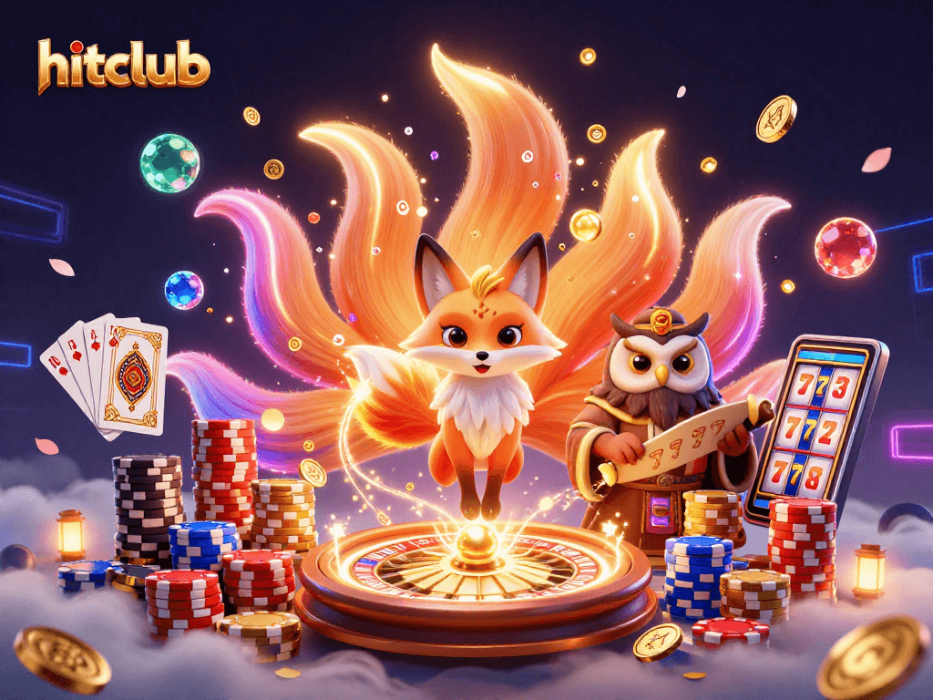 Engage in excitement with hitclub as vibrant characters and casino elements illuminate the scene.