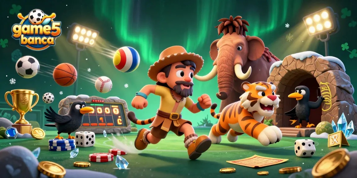 Engage with the thrilling game5banca experience in a vibrant prehistoric casino setting.