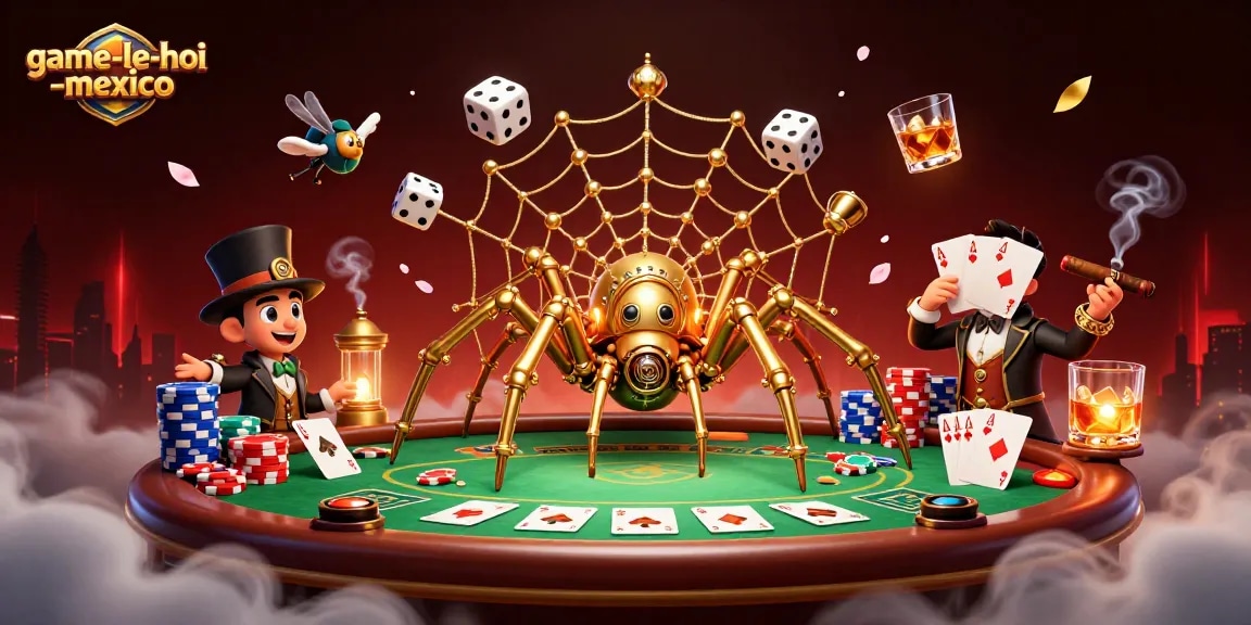 Engage in the vibrant game-le-hoi-mexico experience, capturing golden spider webs and poker thrills.
