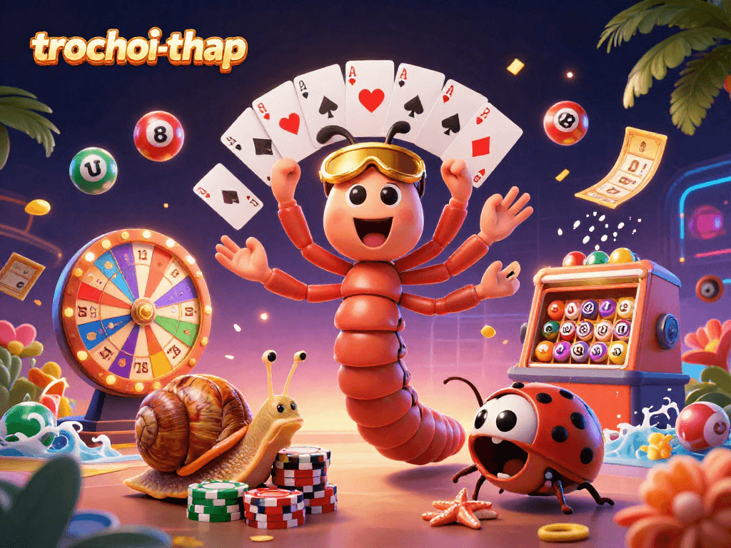 Experience excitement with trochoi-thap in dynamic playful illustration of animated characters.