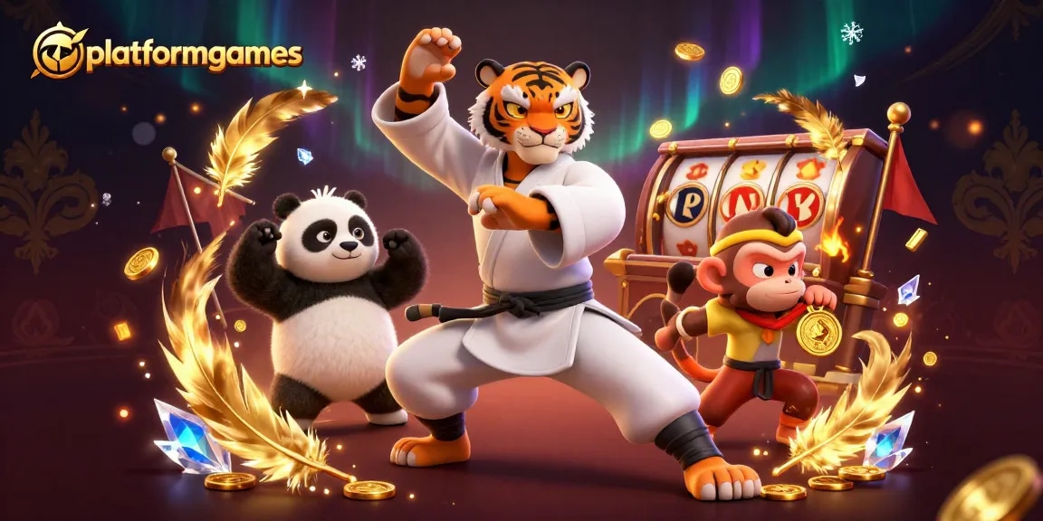Experience thrilling casino action with platformgames as the kung fu tiger performs incredible stunts amidst golden tokens.
