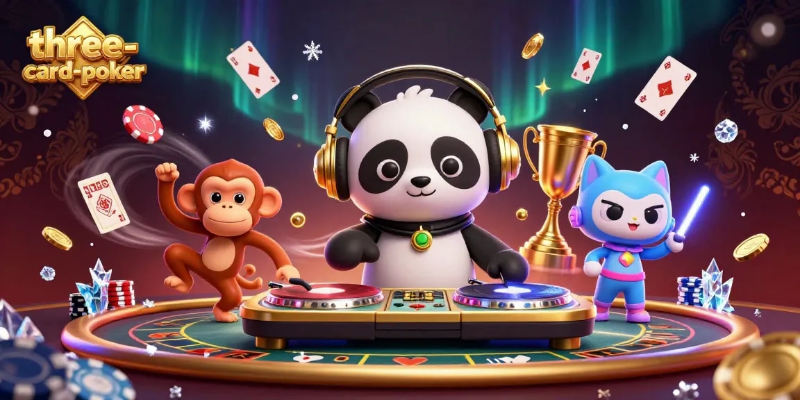 Experience thrilling action in three-card-poker with dynamic characters and poker elements!