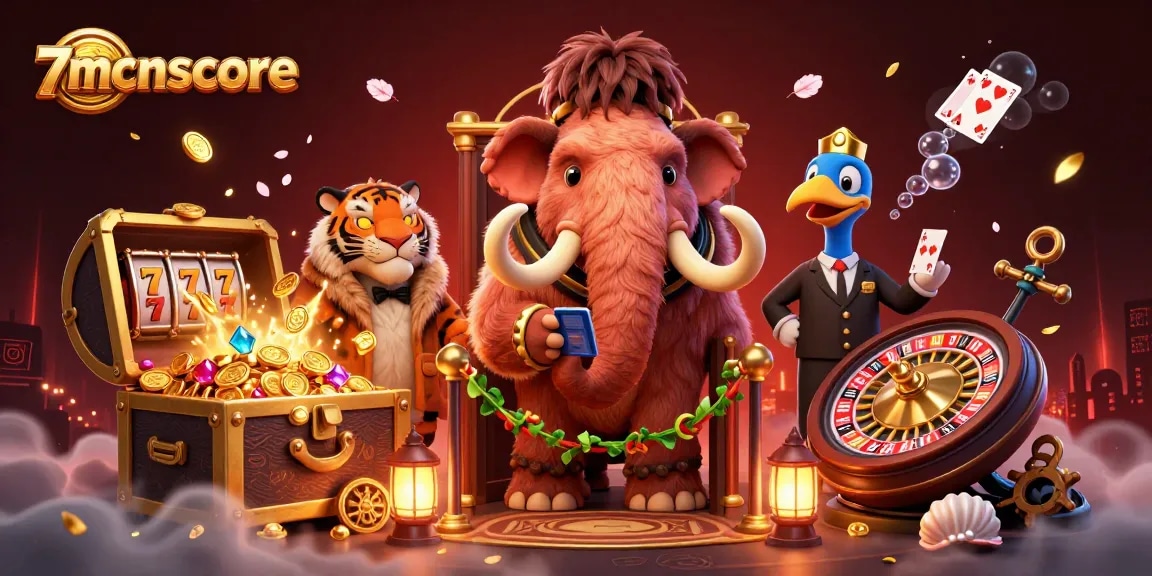 Experience 7mcnscore as the woolly mammoth bouncer checks IDs at a vibrant casino.