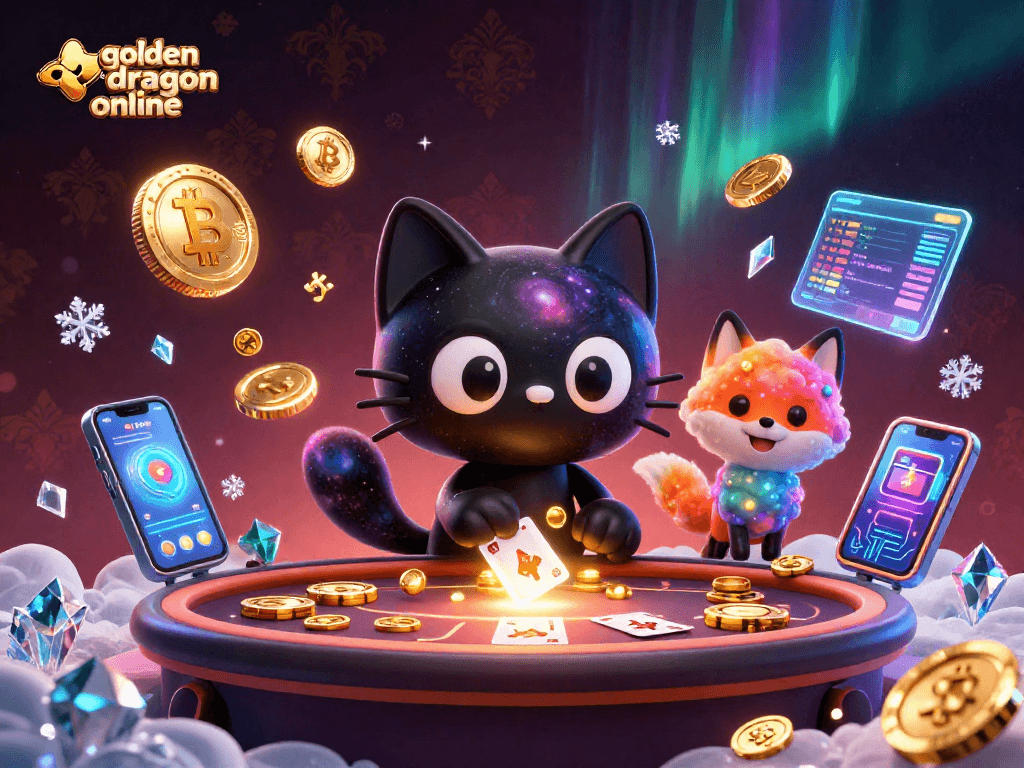 Win big with golden dragon online slot games featuring colorful cosmic characters and crypto elements.