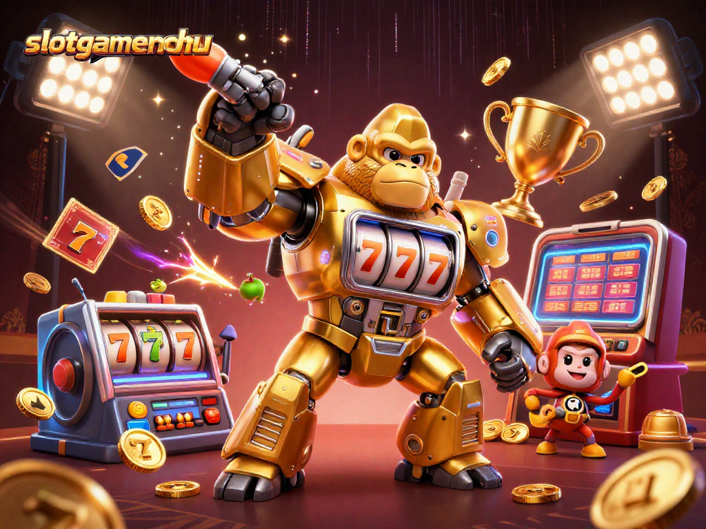 Experience thrilling jackpots with slotgamenohu's unique 3D casino illustration featuring dynamic slot elements.