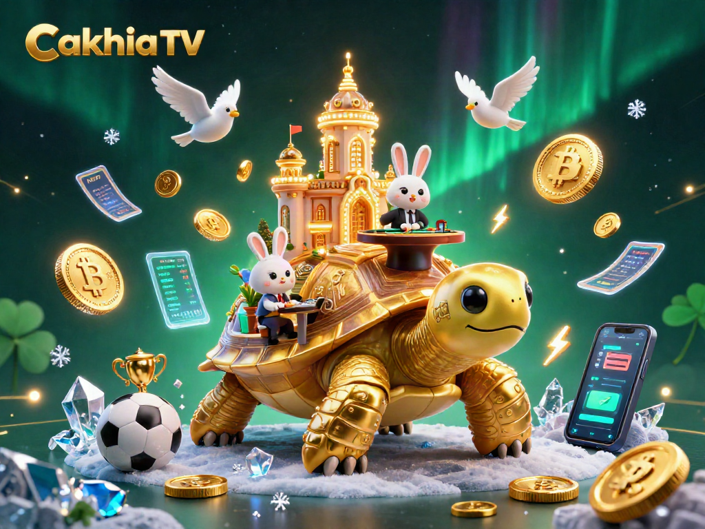 Cakhia TV offers an exciting glimpse into sports betting, showcasing a vibrant illustration with playful characters and dynamic gaming elements.