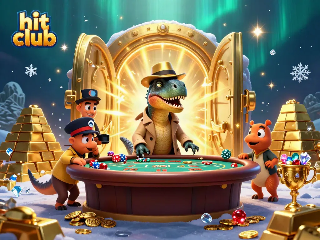 Experience the thrill of hit club gaming with a vibrant scene of animated dinosaurs at a blackjack table.