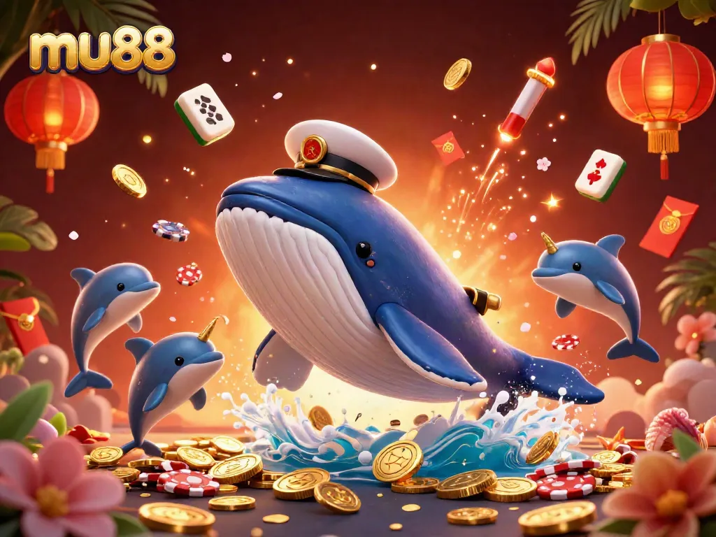 Experience the excitement of gambling with mu88's vibrant sea-themed casino illustration.