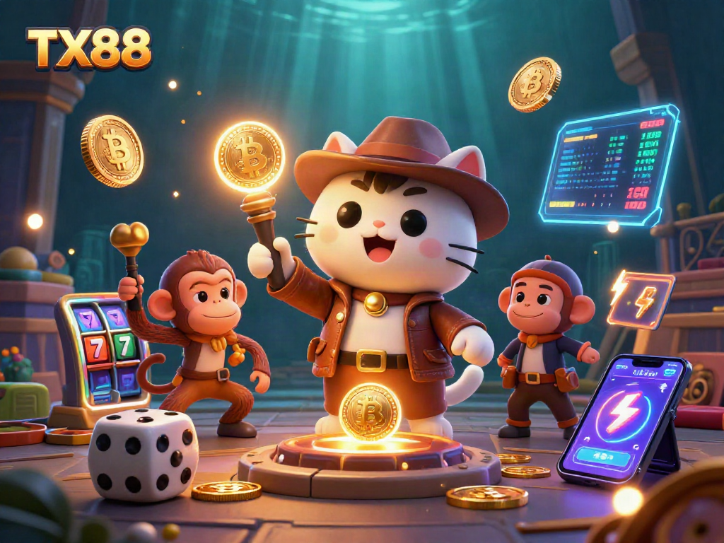 Engage with TX88 casino gear while a daring cat explores a treasure-filled temple with a monkey!