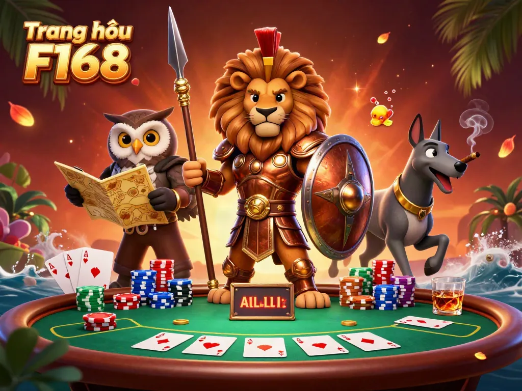Experience the thrill at Trang chủ F168 with engaging poker tables and vibrant gaming elements.