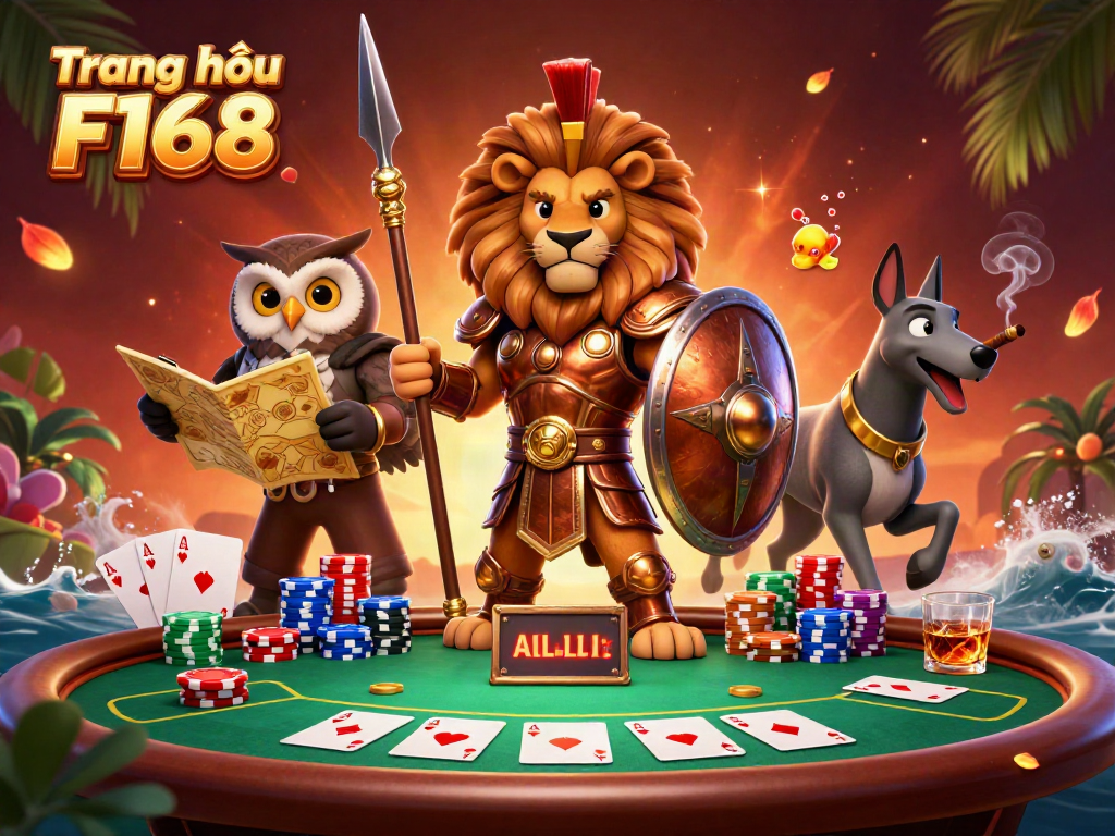 Experience the thrill at Trang chủ F168 with engaging poker tables and vibrant gaming elements.