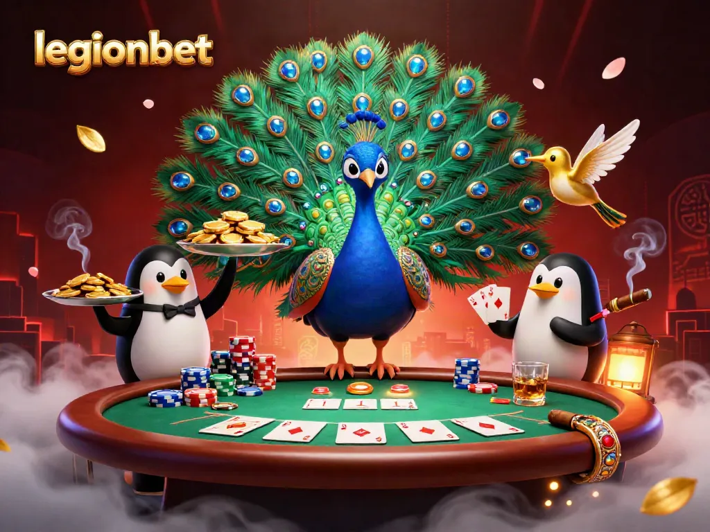 Experience thrilling gaming at legionbet with a vibrant illustration of casino elements and characters.
