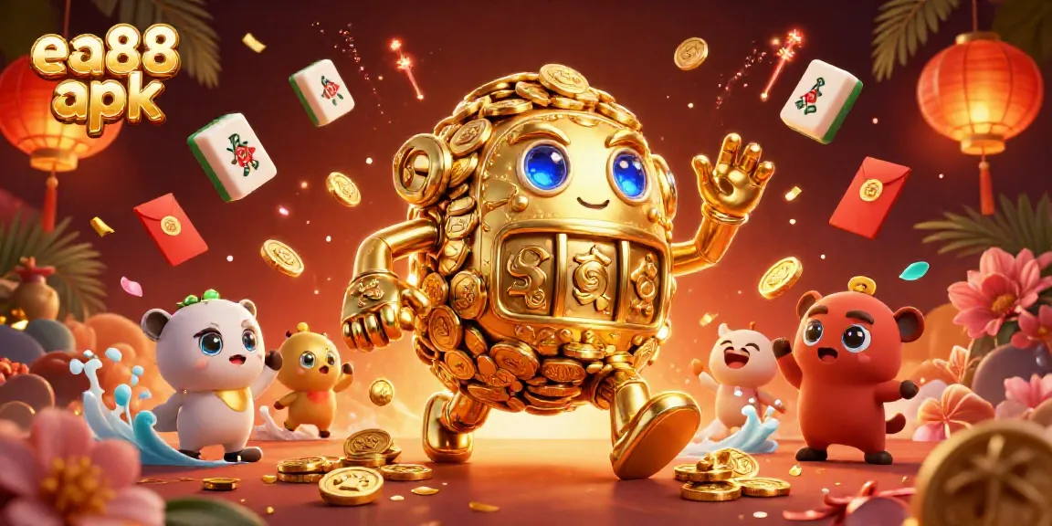 Experience thrilling gameplay with ea88 apk featuring vibrant casino elements and golden golem avatars.