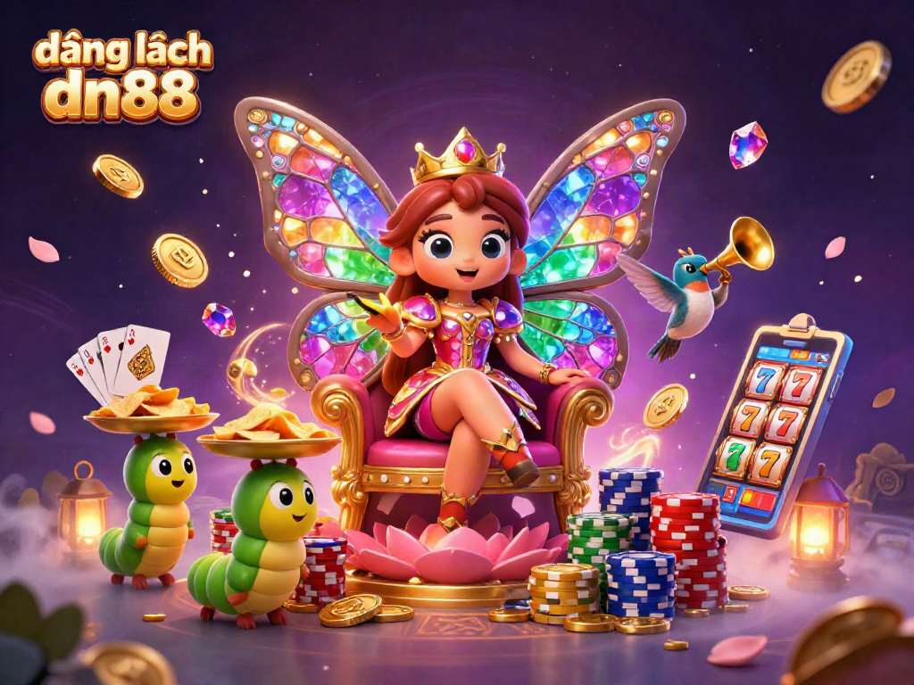 Engage with the 3D cartoon butterfly queen and win big at đăng nhập dn88 casino!