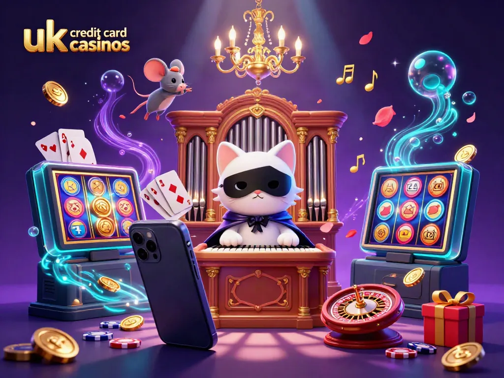 Engage with exciting uk credit card casinos through a vibrant casino scene featuring games and dynamic characters.