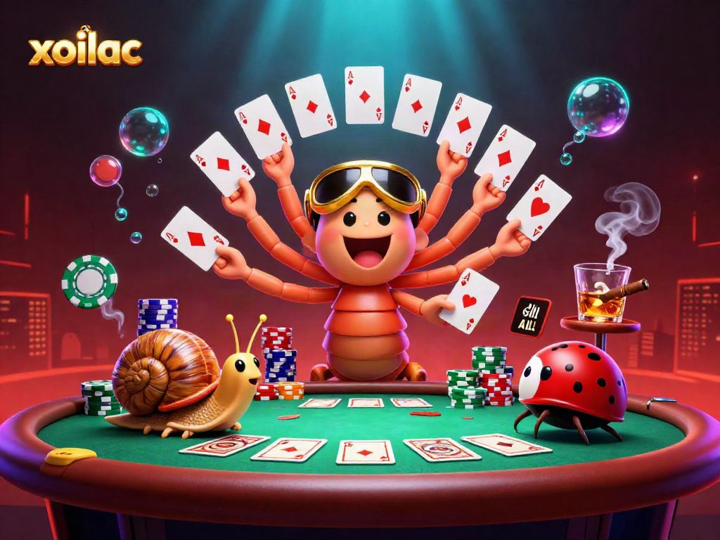 Experience thrilling games at xoilac with our animated casino scene featuring playful characters.