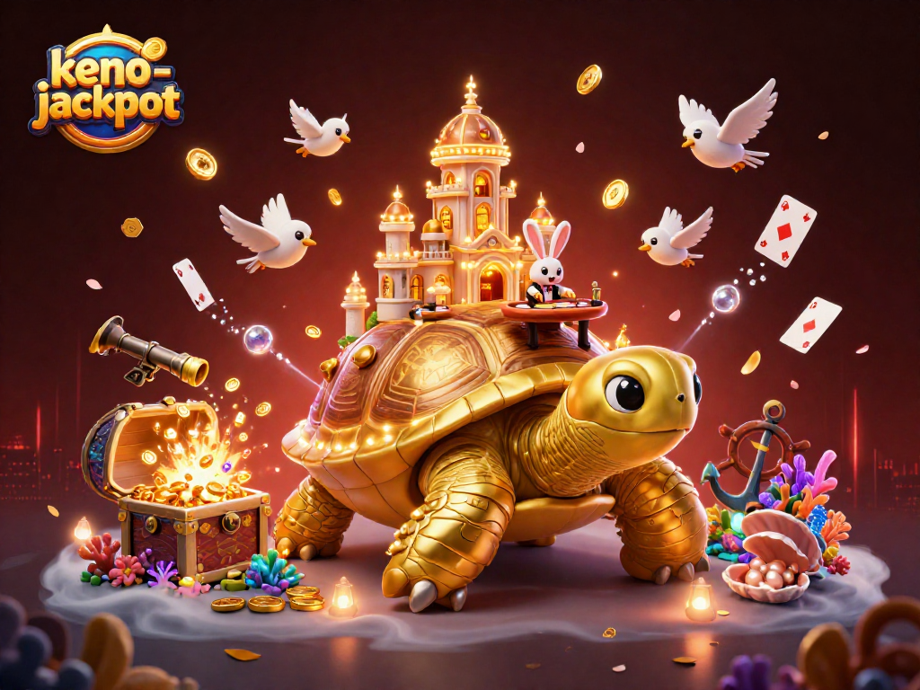 Experience keno-jackpot excitement with a vibrant 3D scene featuring a golden tortoise casino.