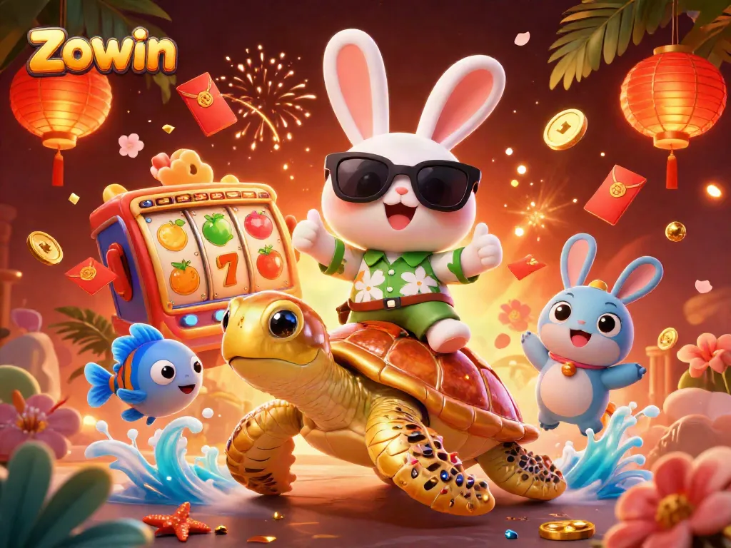 Engage in thrilling gameplay with Zowin alongside a lucky rabbit and golden sea turtle.
