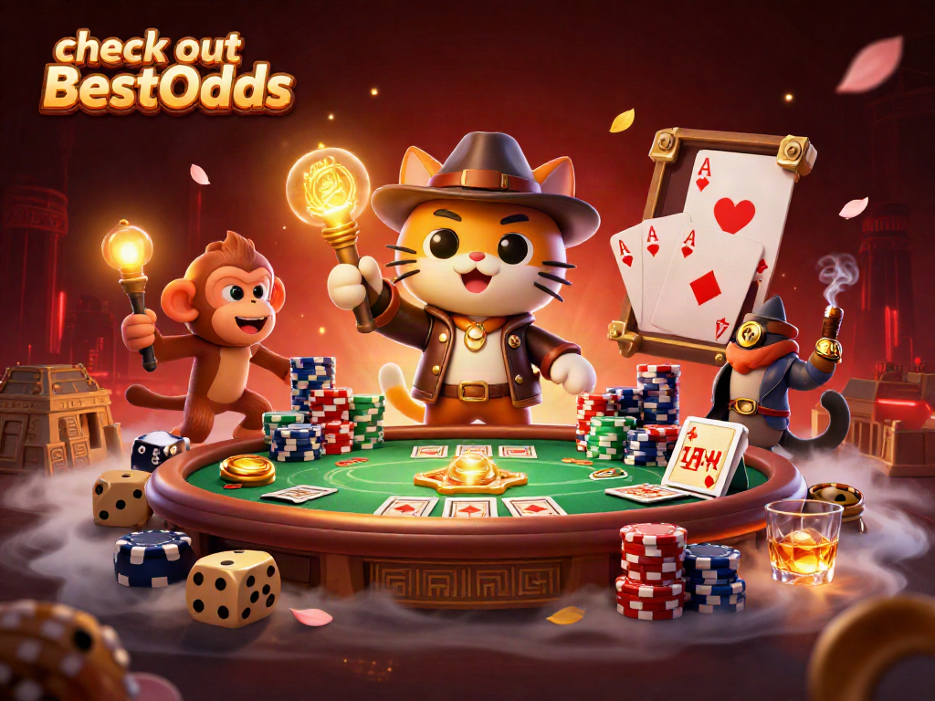 Check out BestOdds with a cartoon cat explorer and monkey uncovering a casino artifact.