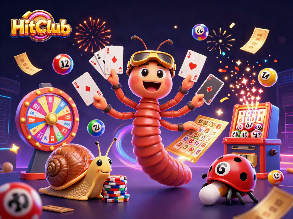 Experience the excitement at HitClub with a vibrant casino illustration showcasing a lively dealer and engaging game elements.