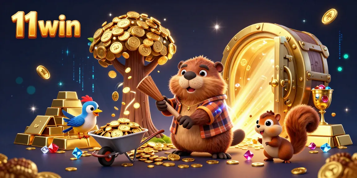 Experience thrilling wins with 11 win in an ultra-detailed casino scene filled with gold and excitement.