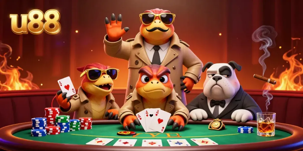 Experience the thrill of u88 casino with humorous raptors in disguise attempting to enter a VIP lounge.