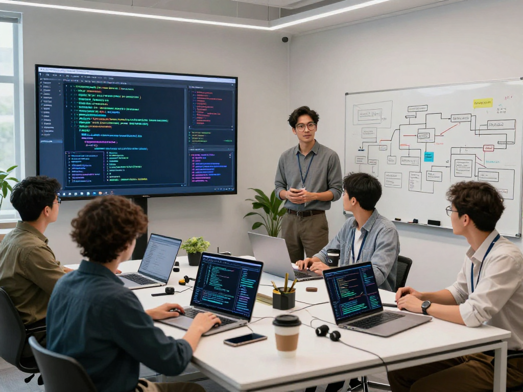 Collaborative workspace featuring nsfw ai technology tools and diverse individuals engaged in innovative AI projects.