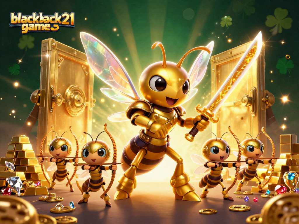 Engage in the action of blackjack-game21 with dynamic characters and rich gaming elements in this vibrant illustration.