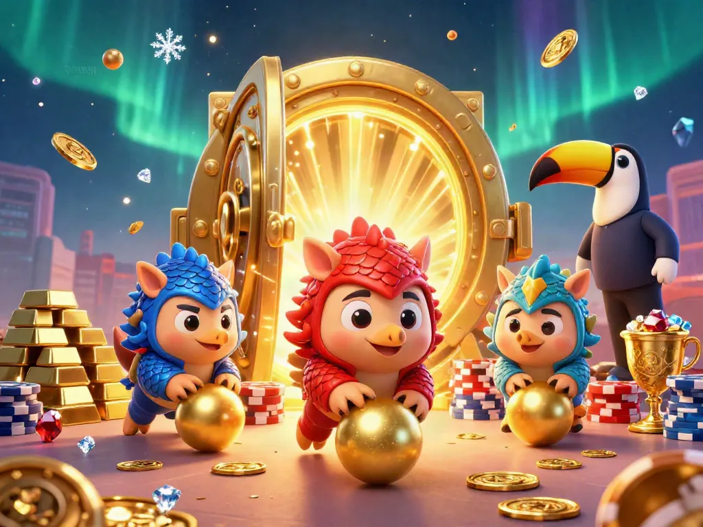 Experience thrilling action as cakhiatv pangolins clash amidst golden treasures and poker chips.