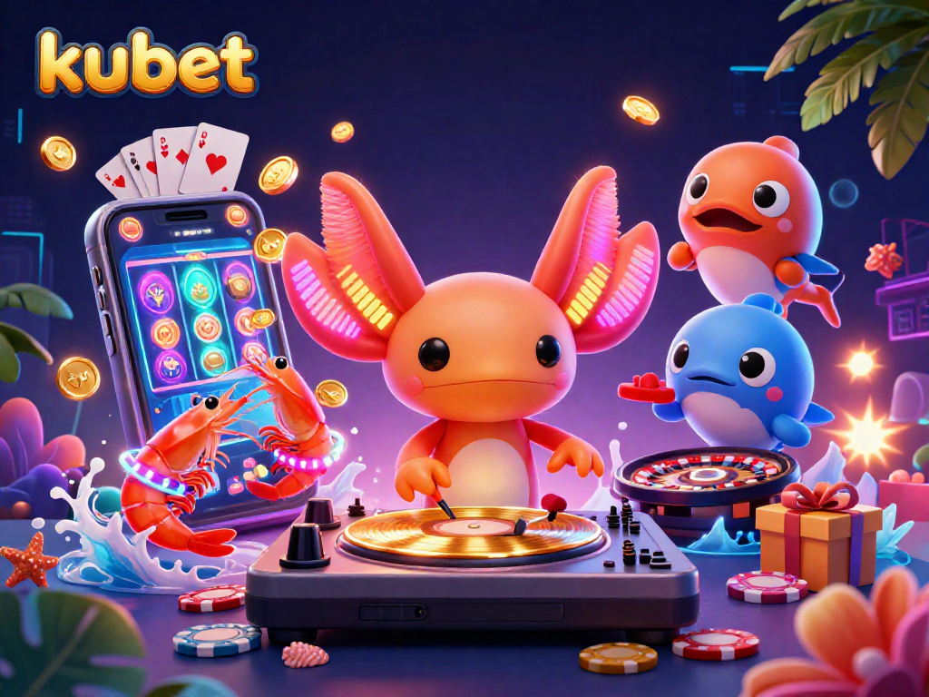 Experience exciting kubet online gaming with vibrant characters and casino elements in a colorful 3D scene.