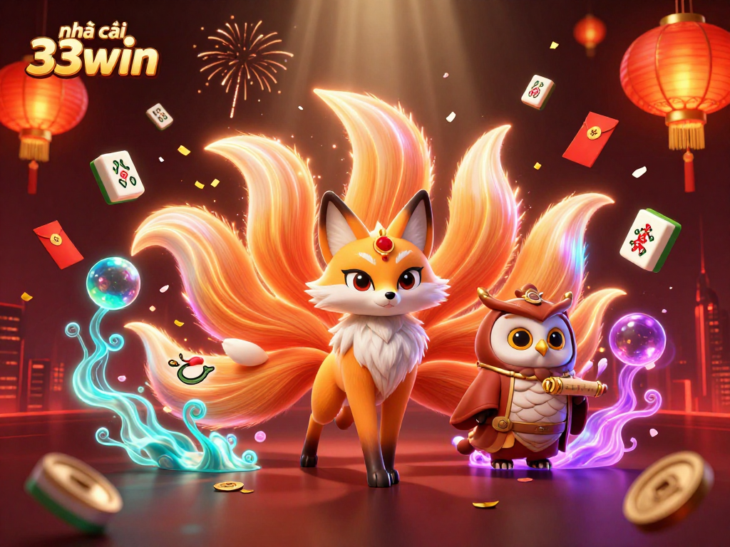 Engage in thrilling gameplay at nhà cái 33win with illuminated characters and vibrant casino elements.