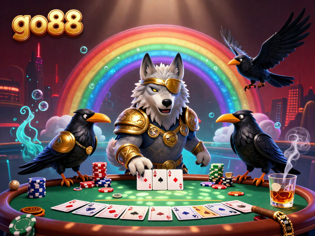 Experience dynamic betting with go88’s vibrant casino scene featuring Odin and his ravens.