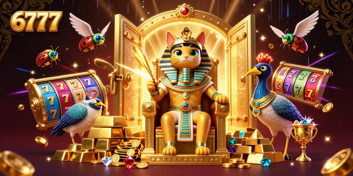Witness the 6777 Egyptian-themed casino adventure with thrilling slot reels and treasure.