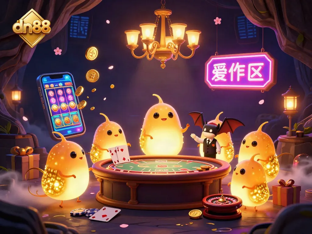 Experience the illuminating entertainment of dn88 in a vibrant cave casino with bioluminescent glowworms.