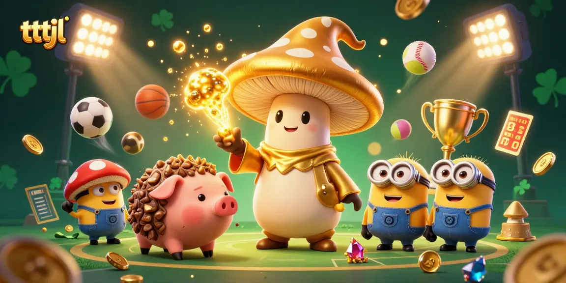 Engage in thrilling sports betting action with tttjl’s golden wizard and treasure-filled scene.