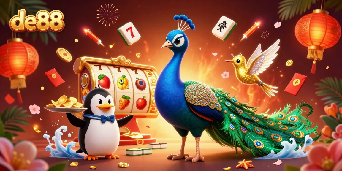 Engage with de88 through vibrant 3D illustrations of dynamic casino elements and joyful characters.