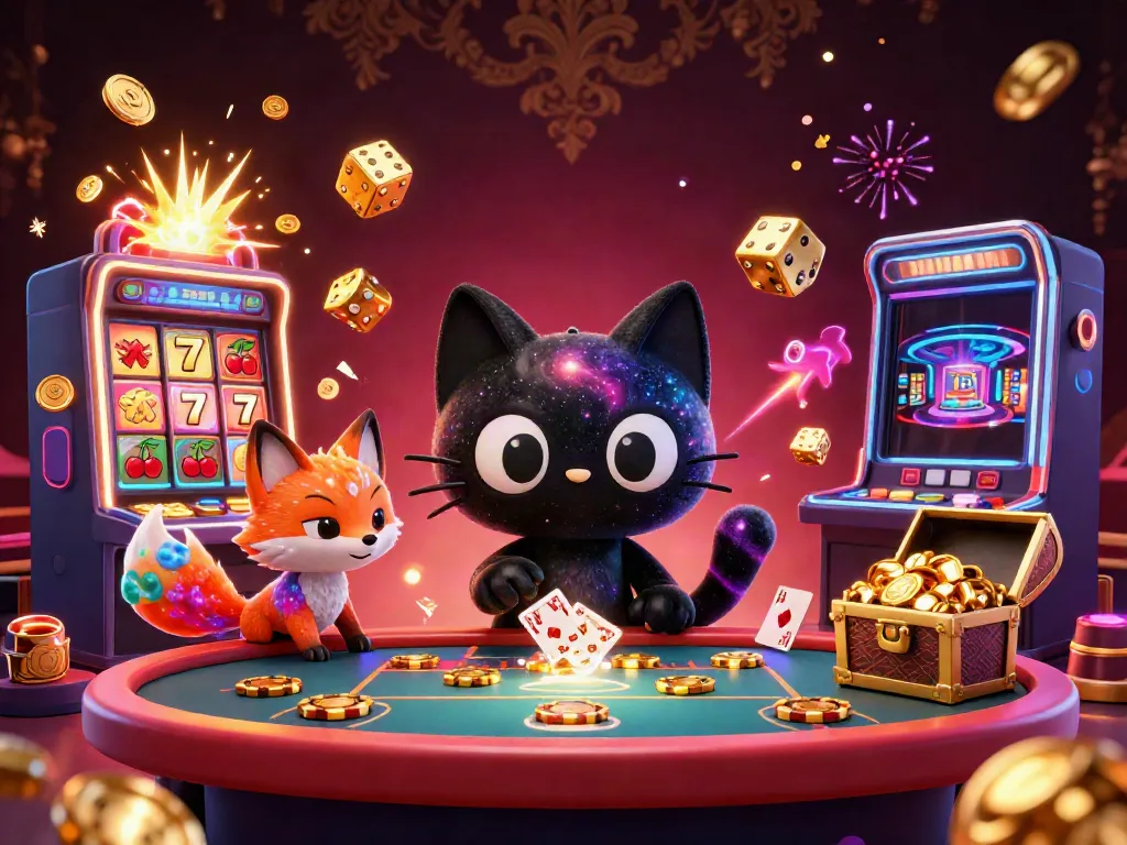 Experience the excitement of uy88 with a cosmic casino theme featuring vibrant game symbols and energetic characters.