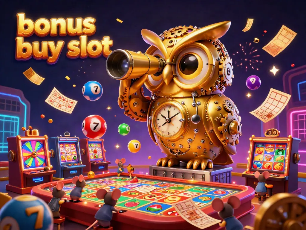 Experience the thrill of bonus buy slot with vibrant casinos, animated mascots, and stunning visuals.