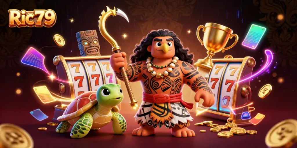 Experience exciting gameplay at Ric 79 with a vibrant 3D casino scene featuring unique characters and elements.
