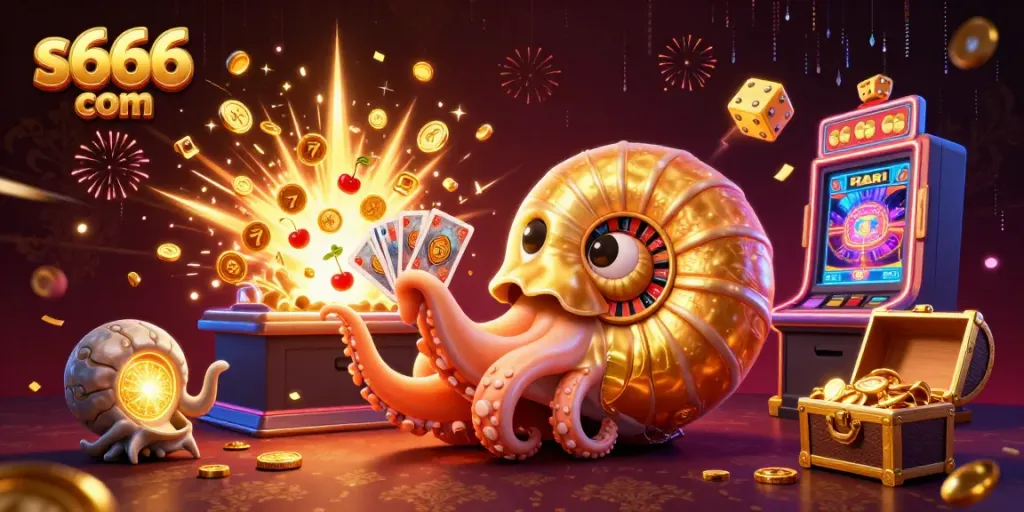 Experience exciting gameplay at s666 com with vibrant casino visuals featuring a giant nautilus and jackpot elements.