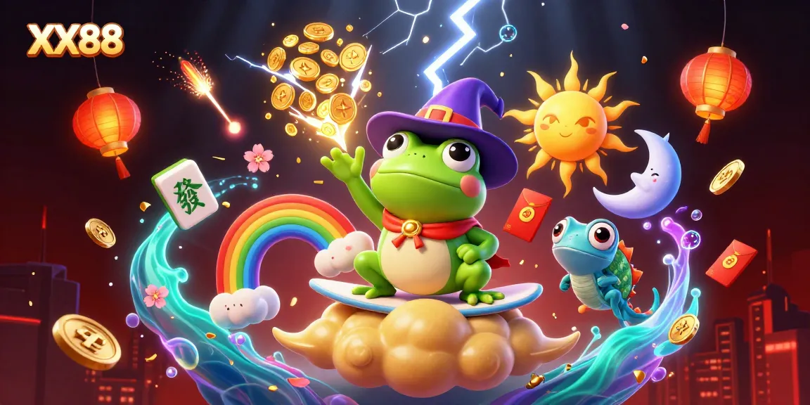 Experience the magic of XX88 through a vibrant casino-themed illustration full of lucky symbols.
