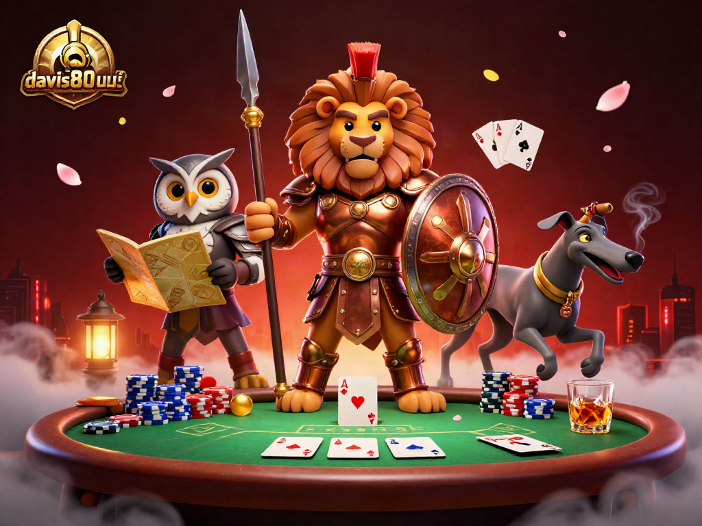 Dive into exciting poker action with davis80smusic in this vibrant 3D casino scene filled with strategic gameplay.