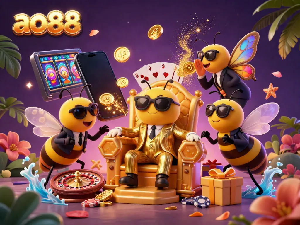 Engage in gaming fun with ao88 featuring vibrant slots, a bumblebee mob boss, and lively casino action.