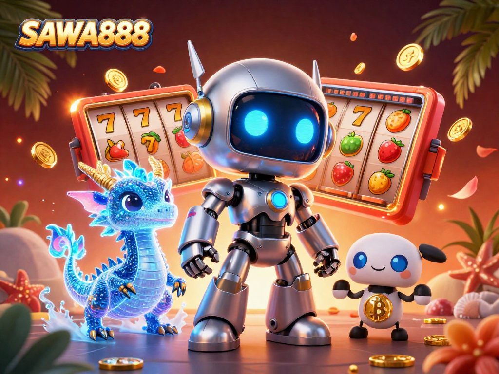 Experience the excitement of SAWA888's immersive slots with vibrant visuals in this dynamic scene.