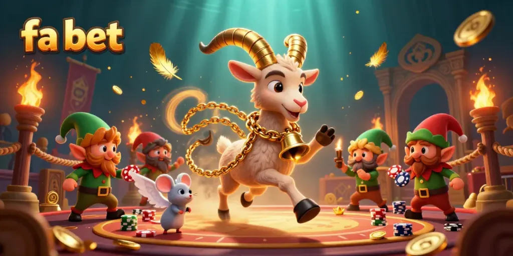 Win exciting games at fa bet, featuring festive characters in a captivating casino scene.