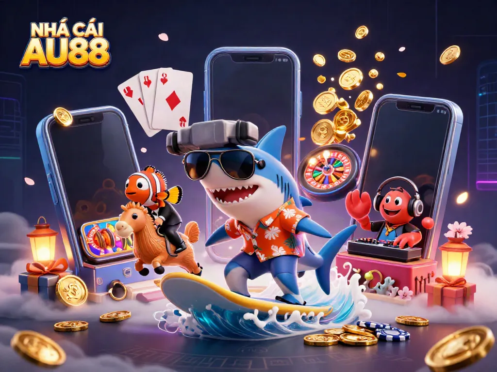 Play thrilling games with NHÀ CÁI AU88 while enjoying 3D cartoon action and vibrant casino elements.