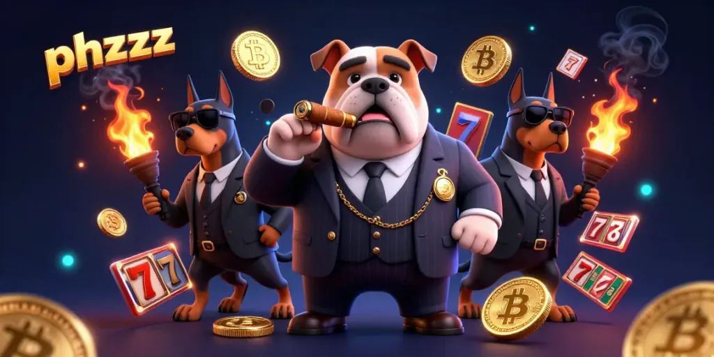 Engage with thrilling phzzz slots surrounded by a mafia boss bulldog and his bodyguards.