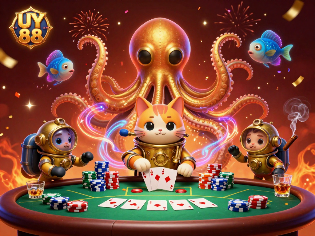 Engage with thrilling UY 88 casino adventures amidst a vibrant ocean treasure scene.